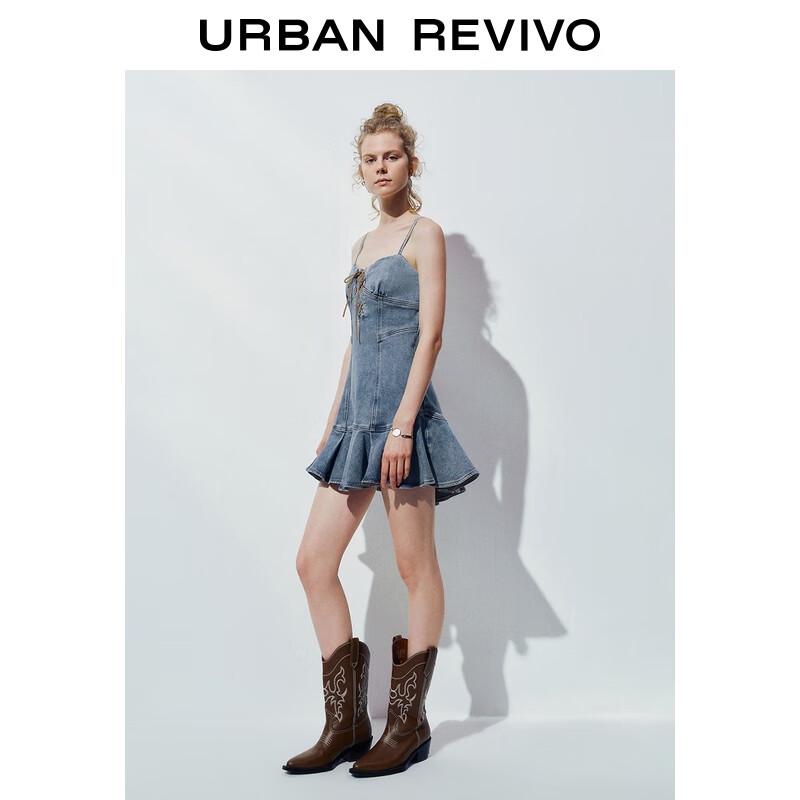 UR Women s Retro Lace-up Denim Mini Dress XS