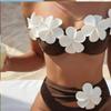 Neues Blumen-Tube-Top Europäisches und Amerikanisches Anzug Sexy Mehrfarbiger Bikini Geteilter Badeanzug Blüten Blätter Meeresufer