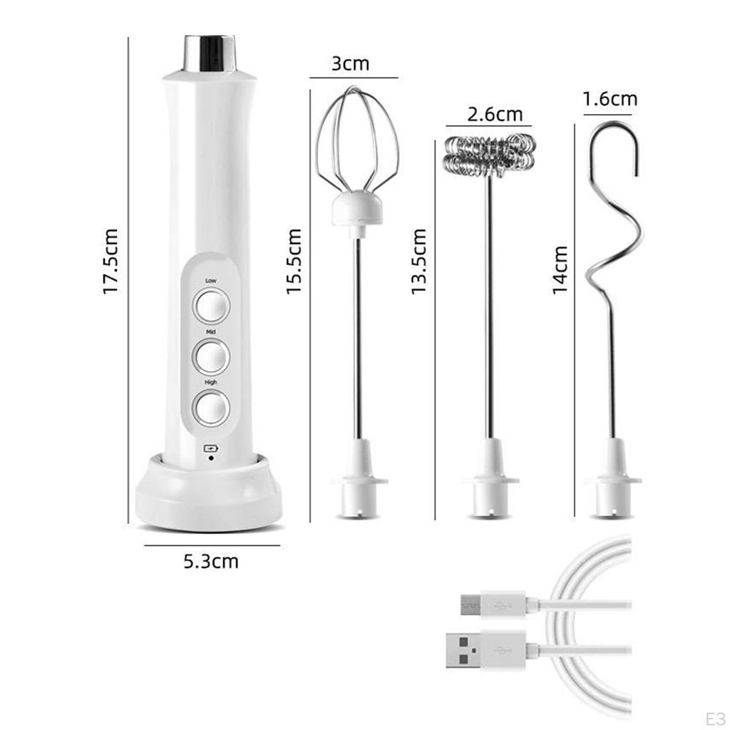 Electric Milk Frother 3 Speeds Cappuccino Whisk Handheld Egg Beater Mixer Blender