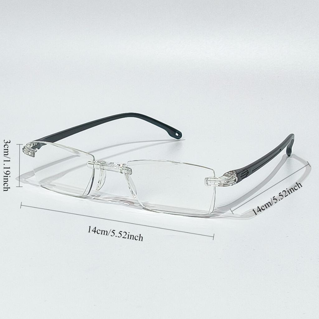 3pcs Rimless Reading Glasses for Men and Women - Blue Light Blocking, High-Definition, Rectangular Frame