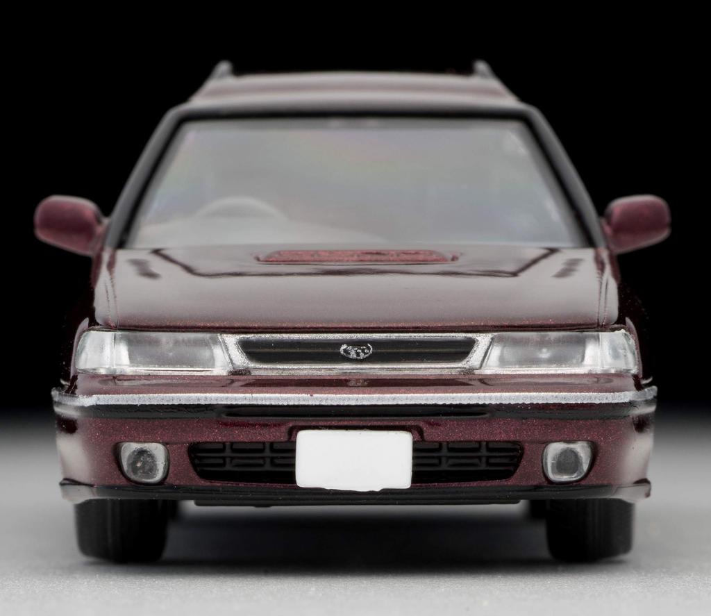 Tomica Limited Vintage Neo scale model of the Subaru Legacy Touring Wagon GT in dark red 1/64 (TLV-N201a) (finished product)
