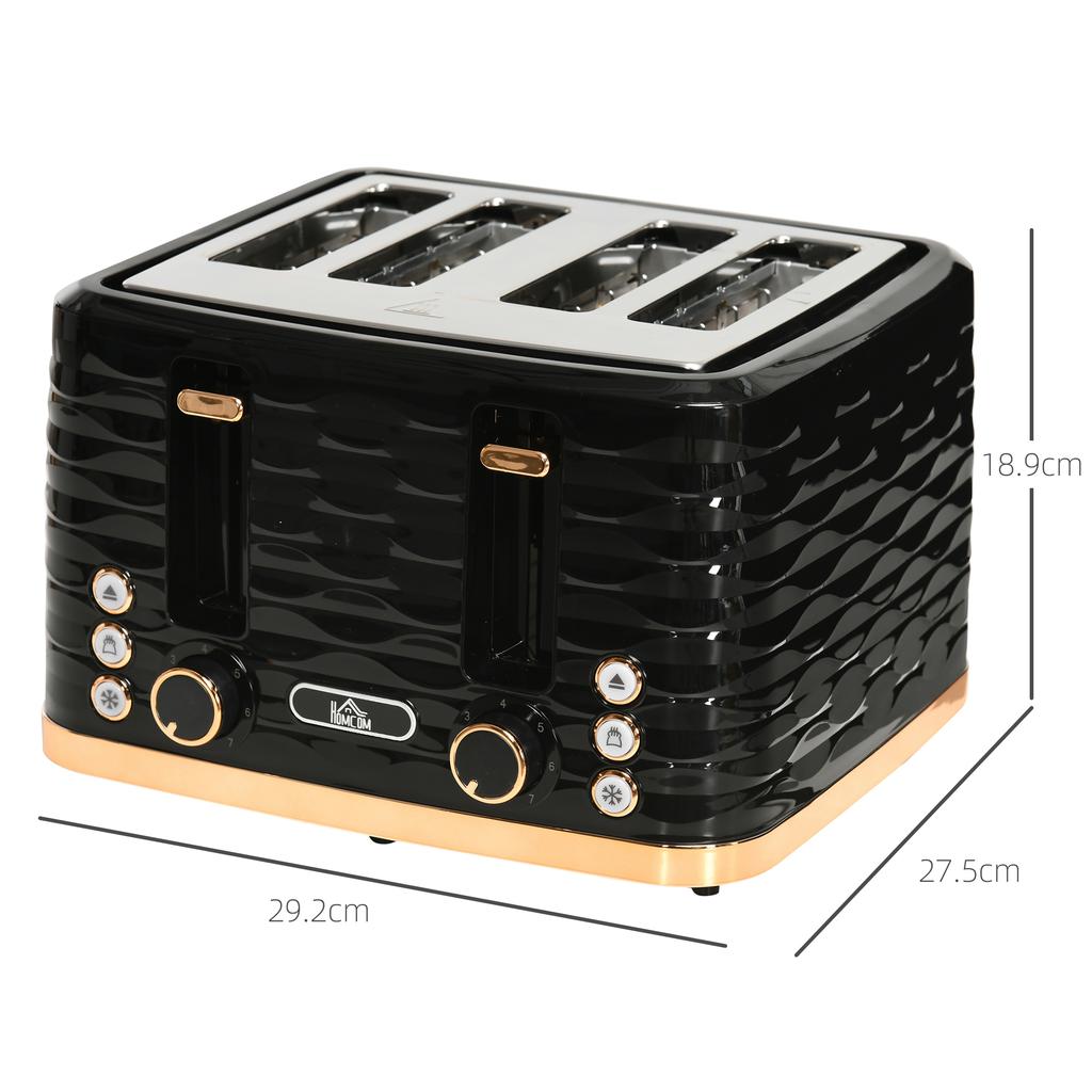 Four-Slice Rippled Toaster - Black