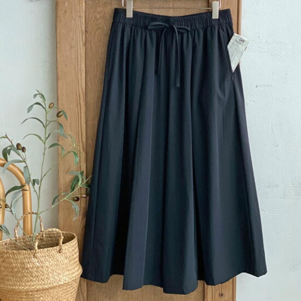 Shop Women S Ribbon waiStband Stretch Wide Skirt pantS Dgb Wpt 4597 Black