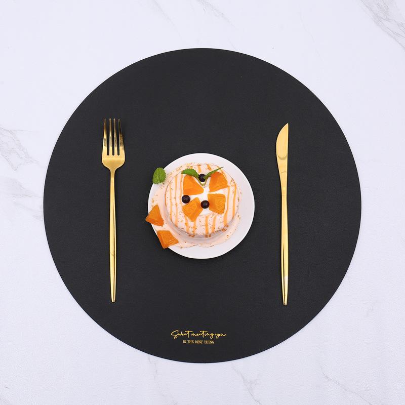 Round placemat table mat leather western food mat thermal insulation mat cloth Nordic household bowl coaster anti-scalding leather placemat