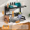 Kitchen Sink Rack Stainless Steel Drain Shelf Countertop Multi-Functional Storage Bowl Dish Knife Fork Organizing Rack