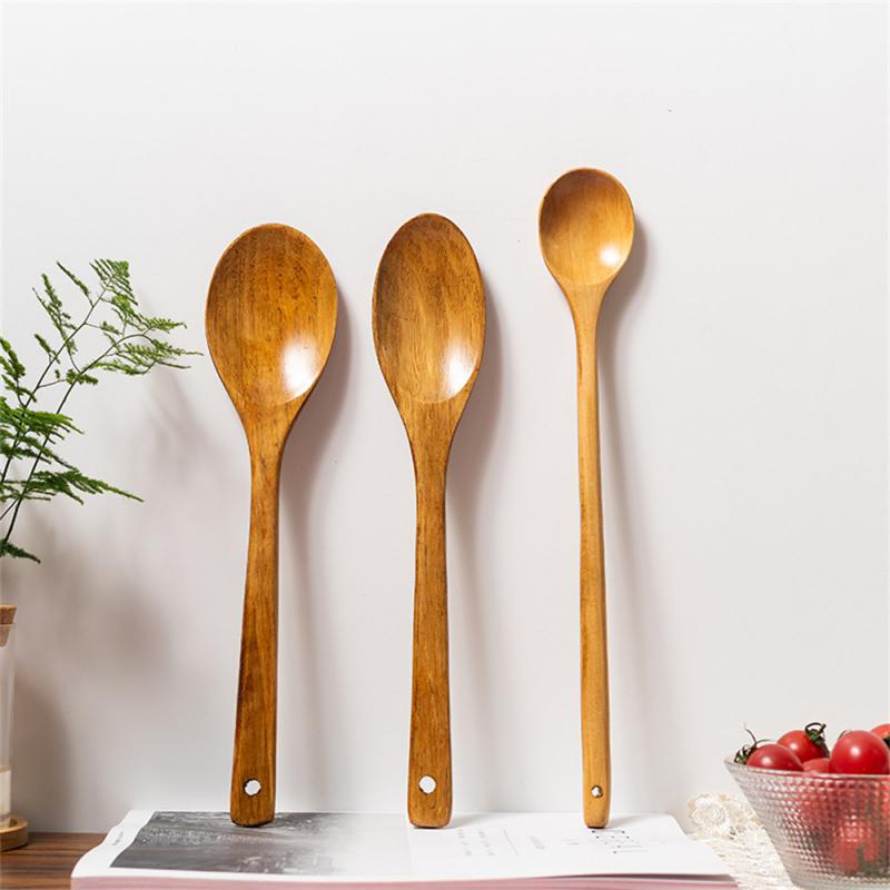 Japanese-Style Long Handle Wooden Spoon Coffee Stirring Rod Tea Dessert Spoon Mixing Soup Spoon Tableware Kitchen Supplies