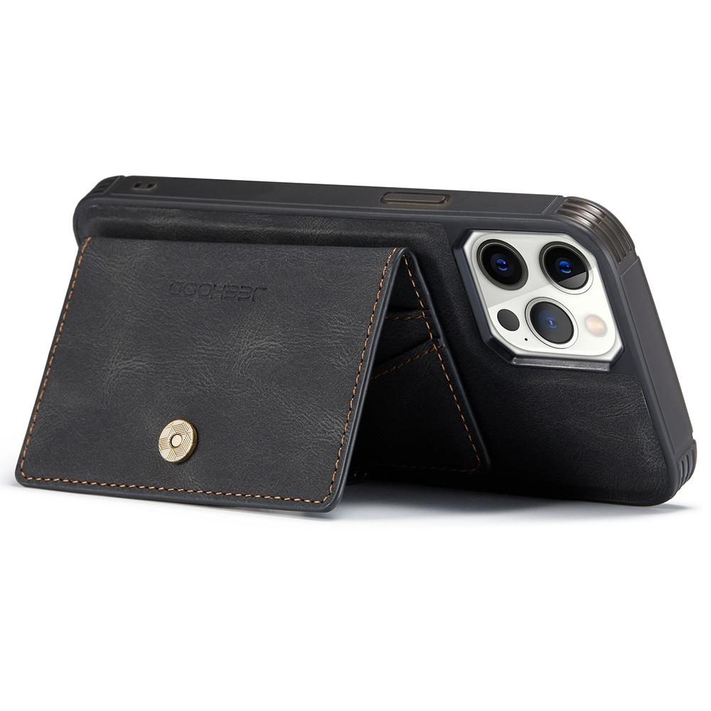 For iPhone 12 Pro Max Case Magnetic Detachable Leather Back Phone Cover Card Holder Kickstand