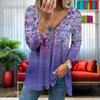 2023 Women's Floral V-neck Zipper Long Sleeve Top