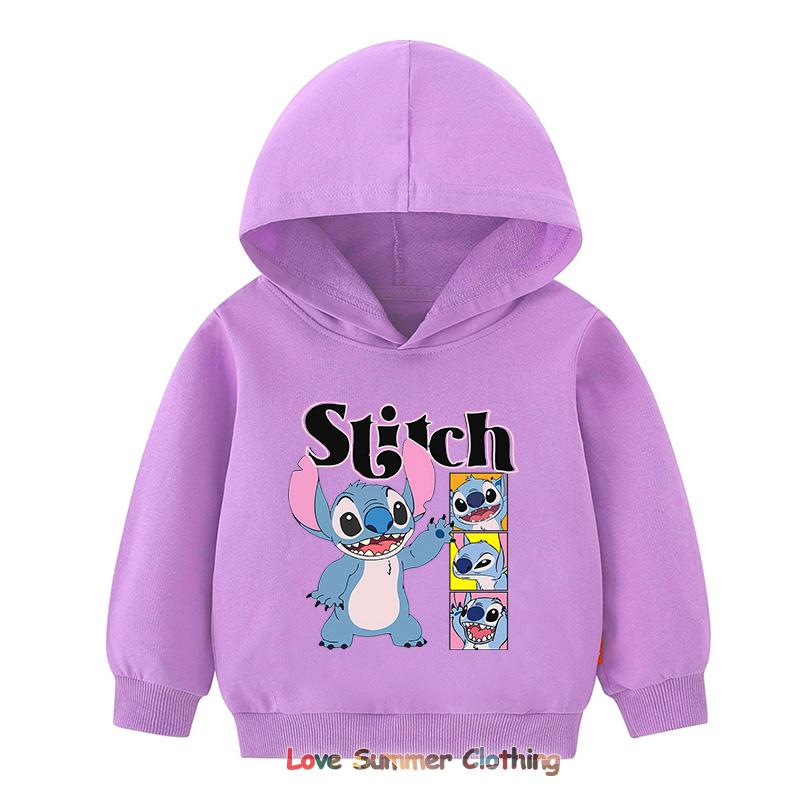 Stitch Hoodie for Kids HD Print Boys Girls Pullover Brother Sister Matching Hoodies Polyester  Casual Girls Sweatshirt Fall Age 4-14