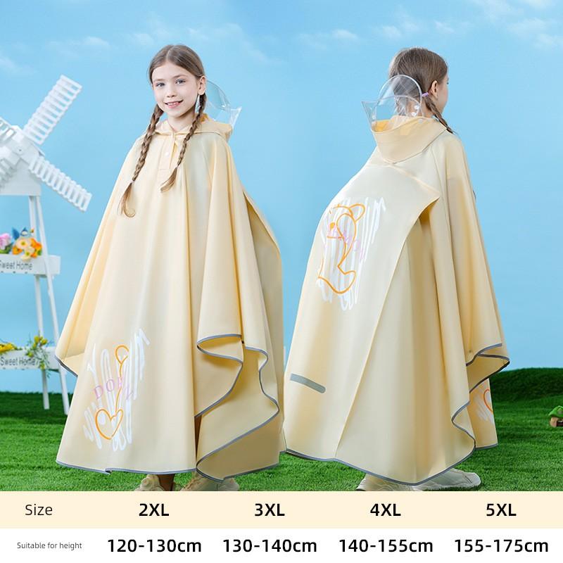 Children's Poncho Raincoat for Boys and Girls, Full-Body Waterproof with Backpack Space, Suitable for Older Children and Students, Special Pullover