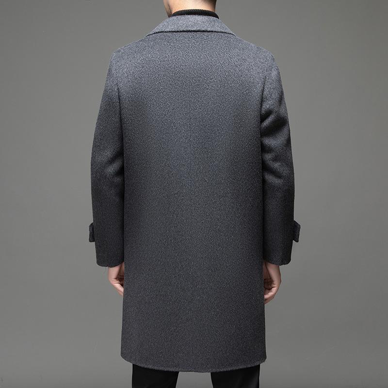 Autumn and Winter Long Men's Loose Version Double-breasted Double-sided Wool Coat for Young and Middle-aged People Thickened Windbreaker Coat
