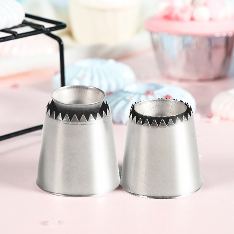 2pcs Piping Nozzles Set, Large Stainless Steel Icing Nozzles, Cream Cake Piping Tips For Dessert Biscuit Cup Cake, Kitchen Acces