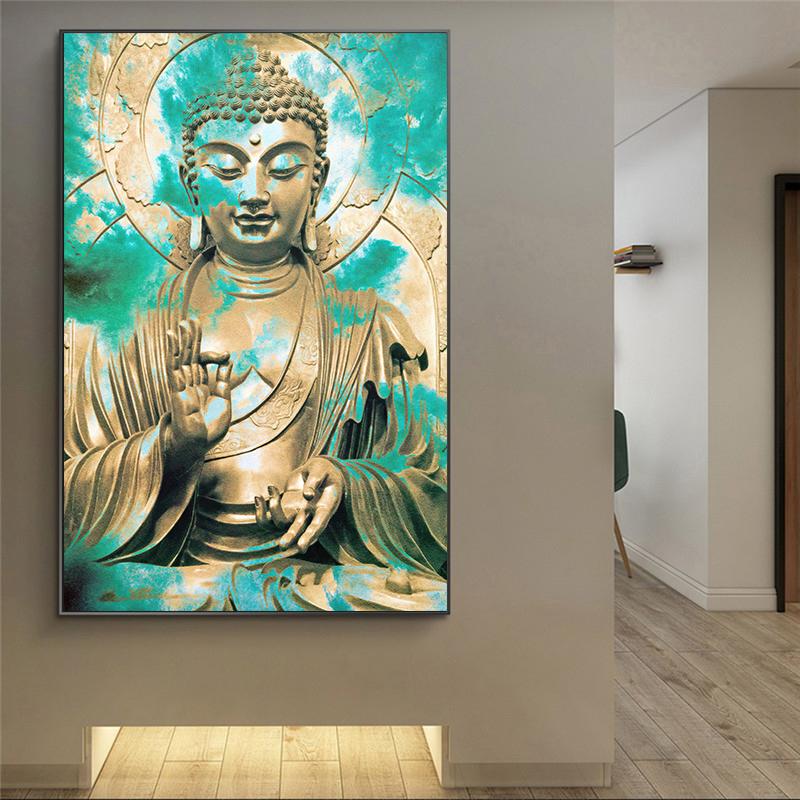 Abstract Retro Buddha Statue Portrait Figure Art Poster Canvas Painting Wall Prints Picture for Living Room Home Decor