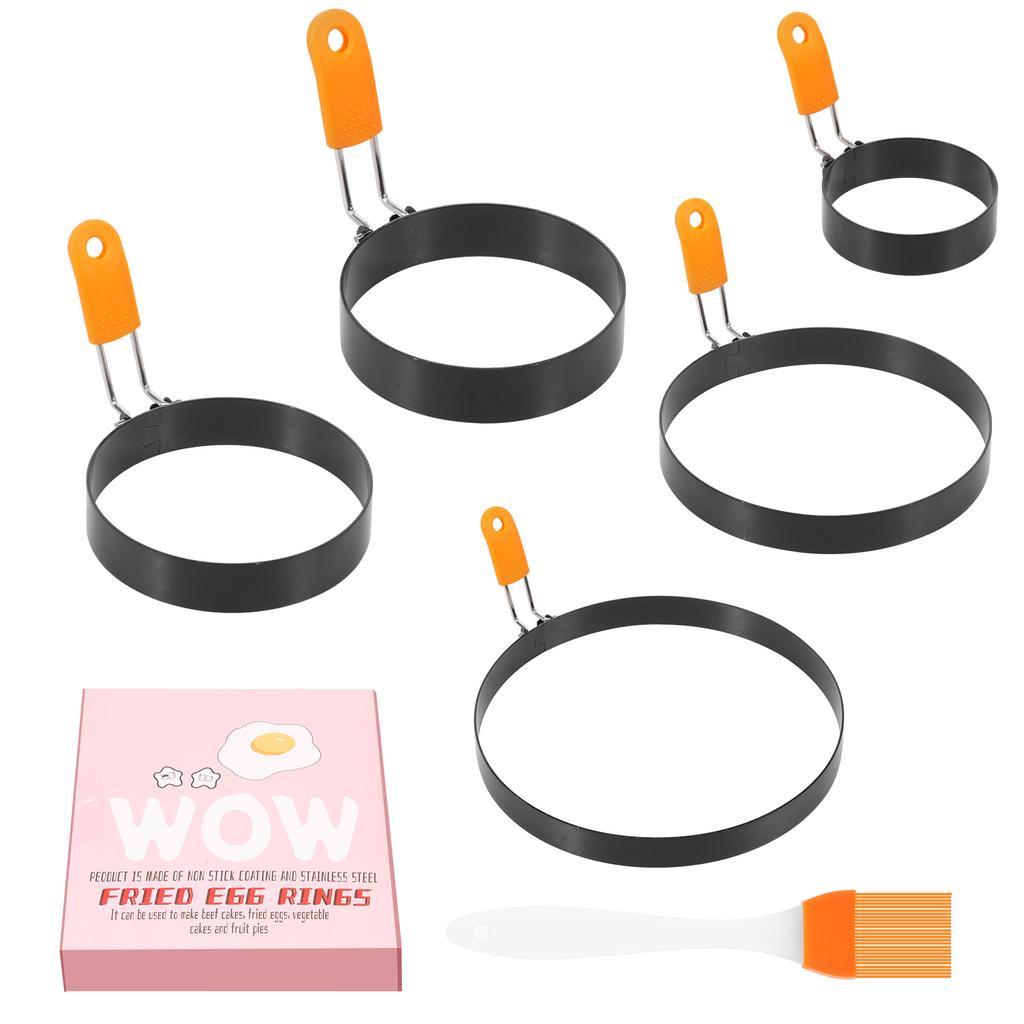 Stainless Steel Egg Ring Set Non Stick Dishwasher Safe Sandwich Egg Mold With Silicone Handle for Breakfast Muffin Pancake