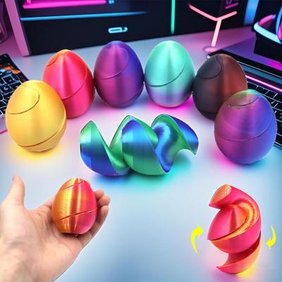 Novo Impressão 3D Ovos Espirais Brinquedos Naveta Impossível Escultura Passa-através Mini Vórtice Ilusão de Fio Decoração de Mesa para Casa Brinquedo Fidget