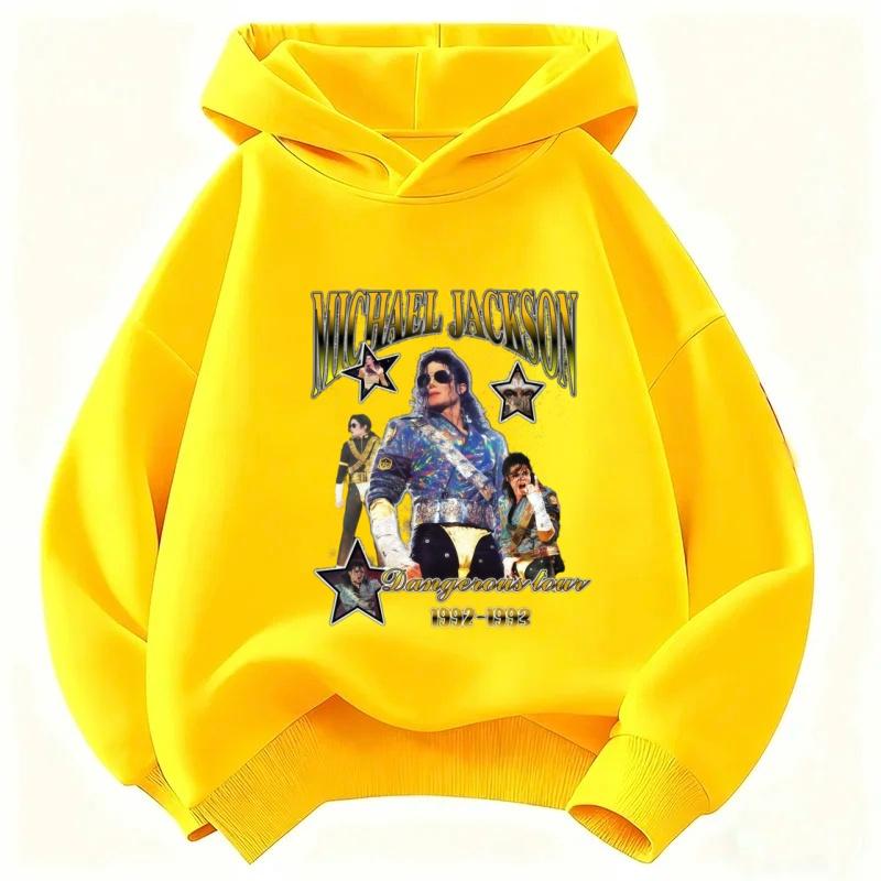 Kids Michael Jackson Graphic Hoodie Boys Girls Vintage Hip‑Hop Pullover Sweatshirt Children Casual Long Sleeve Street Tops