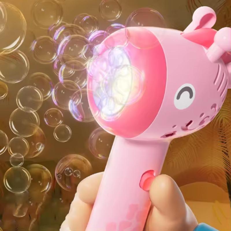 Animal Bubble Blower Wand with Solution Giraffe Bubble Machine Maker with Light 10 Hole Light Up Automatic Bubble Machine