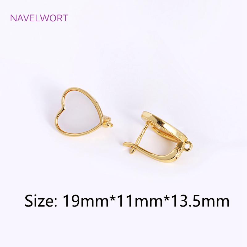 

Brass Inlaid Natural Shell Heart Earring Hook,18K Gold Plated Earring Clasp Fitting DIY Jewelry Making Supplies Wholesale 2 pieces
