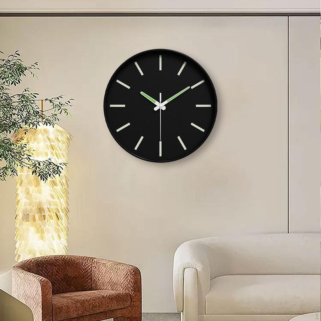 Contemporary Round Hanging Clock with Night Light Display Material And Lightweight for Bedroom