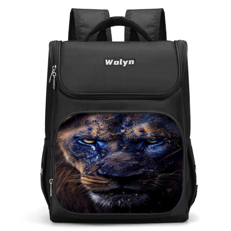Spacious Lion-themed Backpack For Elementary School Kids Oxford Fabric Lightweight