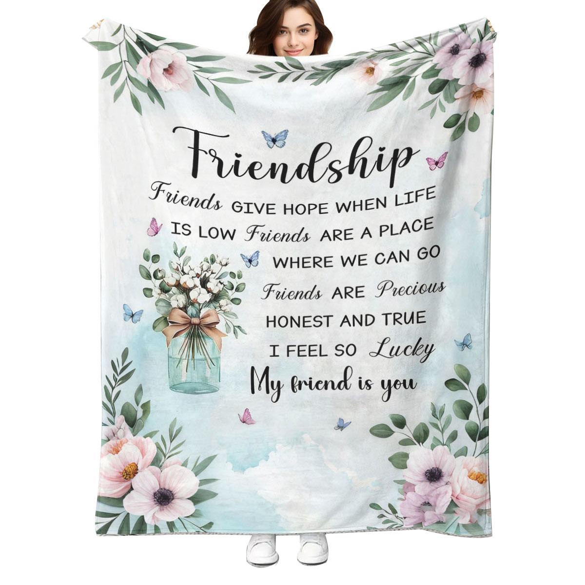 

Rural style polyester friendship blanket a gift for girlfriends with sincere best friend wishes a soft flannel shawl 75x100cm (30x40inch)