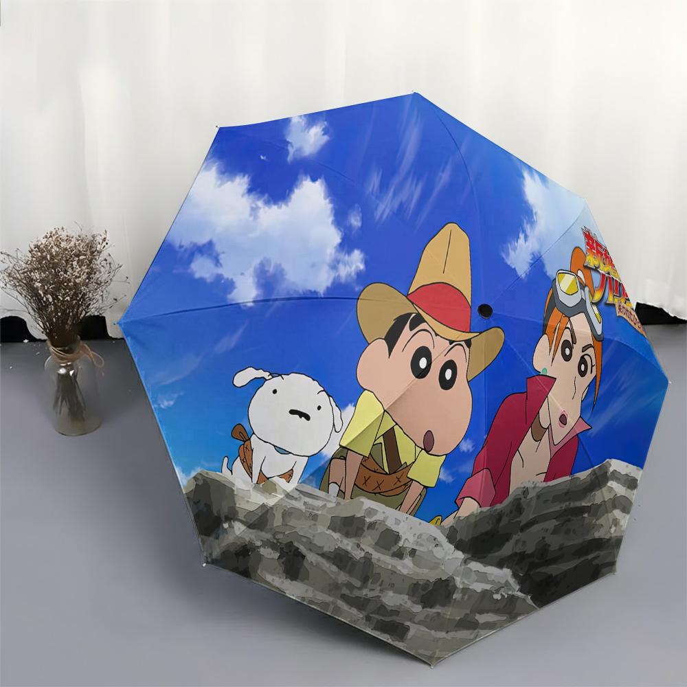 Crayon Shin-chan Adventure Fully Automatic Folding Umbrella, Waterproof Windproof UV Protection for Outdoor Travel