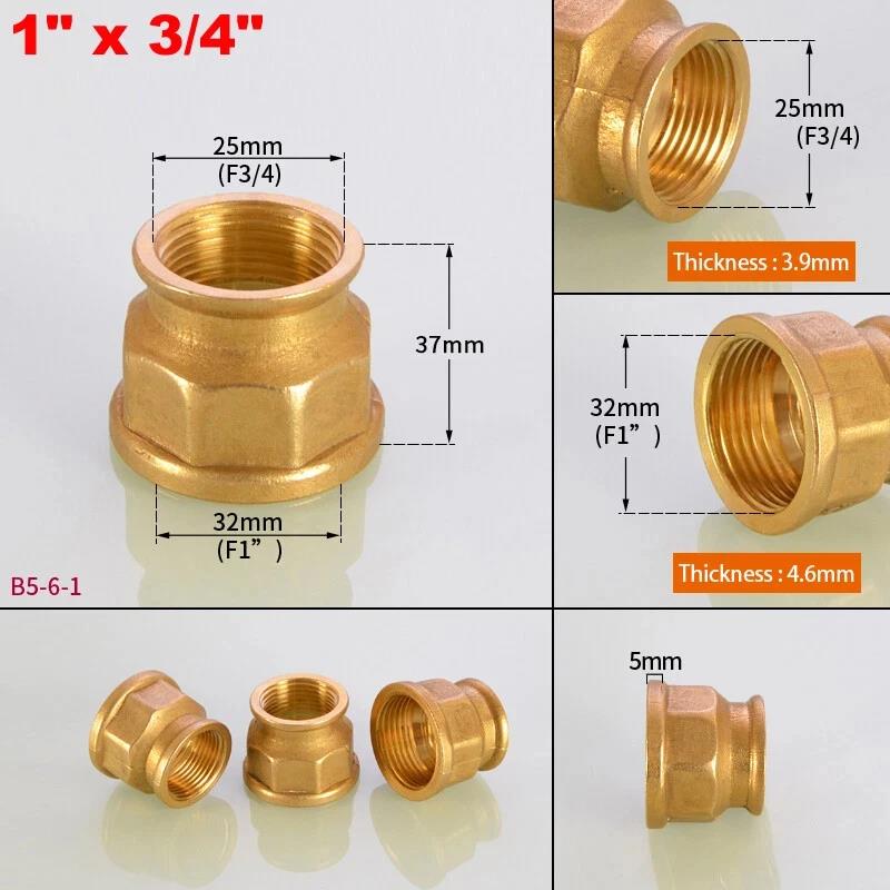 1~10pcs Brass Female Reducing Sleeve 1/8" 1/4" 3/8" 1/2" 3/4" 1" BSP Female Thread Hex Pipe Fitting For Water Fuel Gas 7