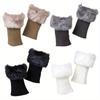 1 Pair Womens Elegant Winter Warm Knit Fur Trim Leg Warmers Cuffs Toppers Boot Socks