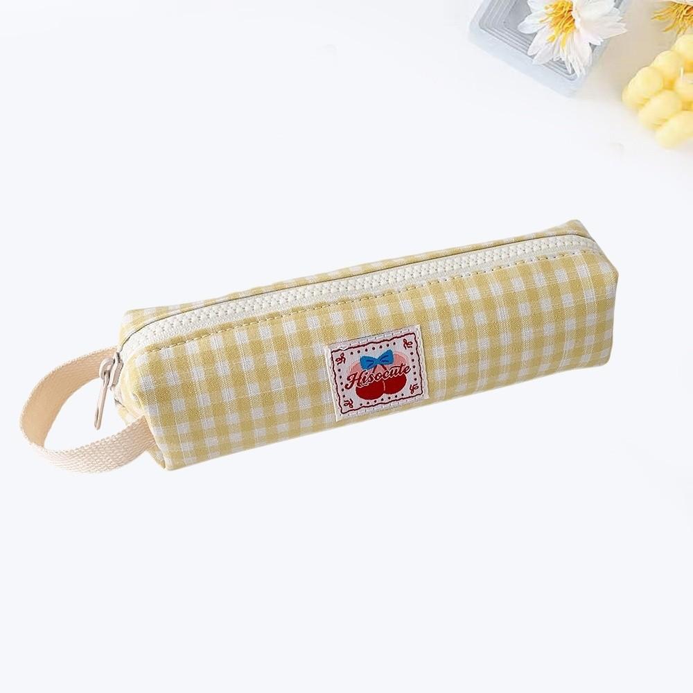 Desktop Storage Korean Style Pen Bag Plaid Pencil Pouch Cloth Stationery Bag Student
