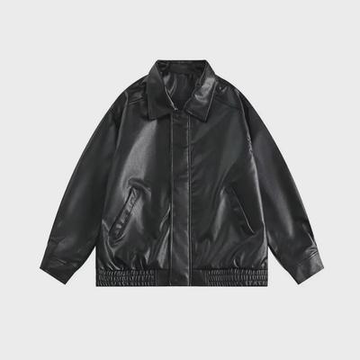 Veste d'entraîneur rétro en cuir PU pour homme: Style Moto Décontracté Printemps/Automne