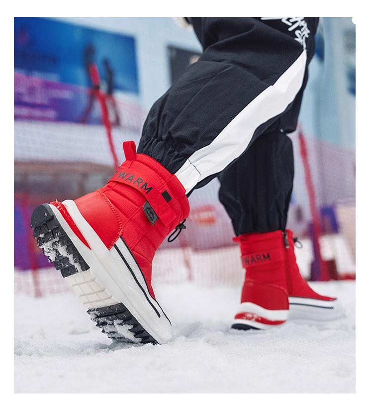 Unisex Winter Anti-Skid Snow Boots, Thickened Cotton, Plus Velvet, Warm, Short Style