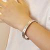 Gold Stainless Steel Bracelet with Zirconia-Inlaid Star Clasp
