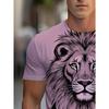 Casual Men T-Shirt Majestic Lion Head Portrait 3D Print Creative Short Sleeve Round Neck Summer Harajuku Style Tee Tops Loose Male Clothing Clothes