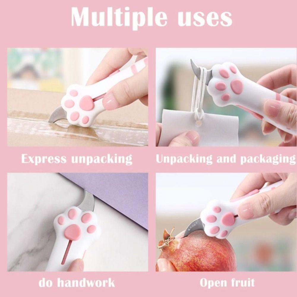 Cartoon Design Cat Paw Box Cutter Mini Portable Retractable Cat Knife  Art Projects