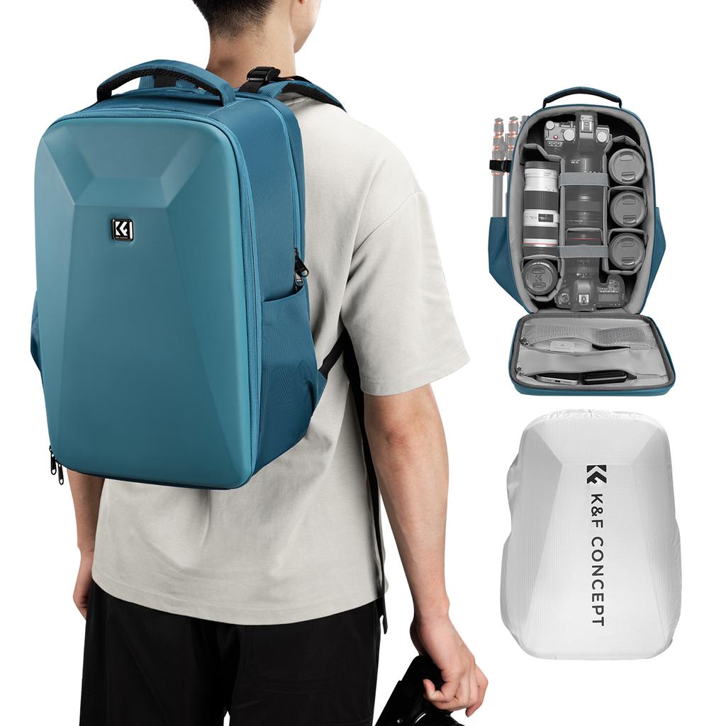 K&F CONCEPT Multifunktionell Kameraryggsäck Hardshell DSLR Kameraväska 22L Stor Kapacitet Kamera