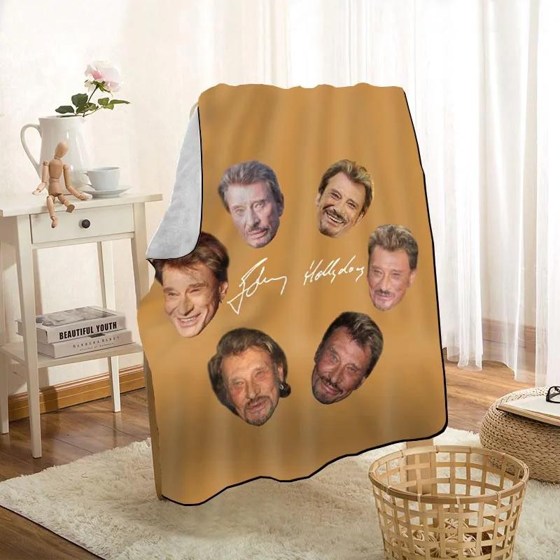 Johnny Hallyday Blanket Blankets On For The Sofa/Bed/Car Portable 3D Blanket For Kid Home Textile Fabric 10.14