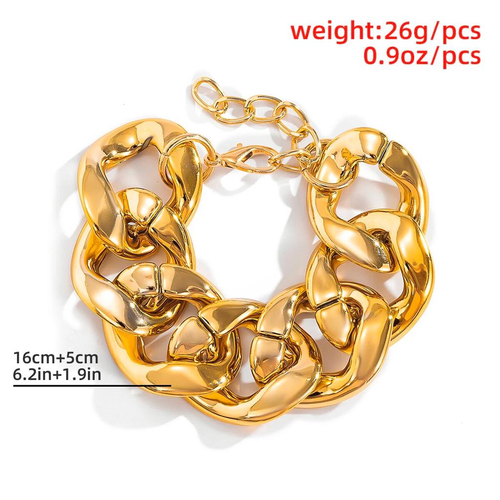 Exaggerated Acrylic CCB Big Chain Bracelets for Women Vintage Punk Cuban Curb Link Charm Bangles Couple Jewelry Steampunk Men