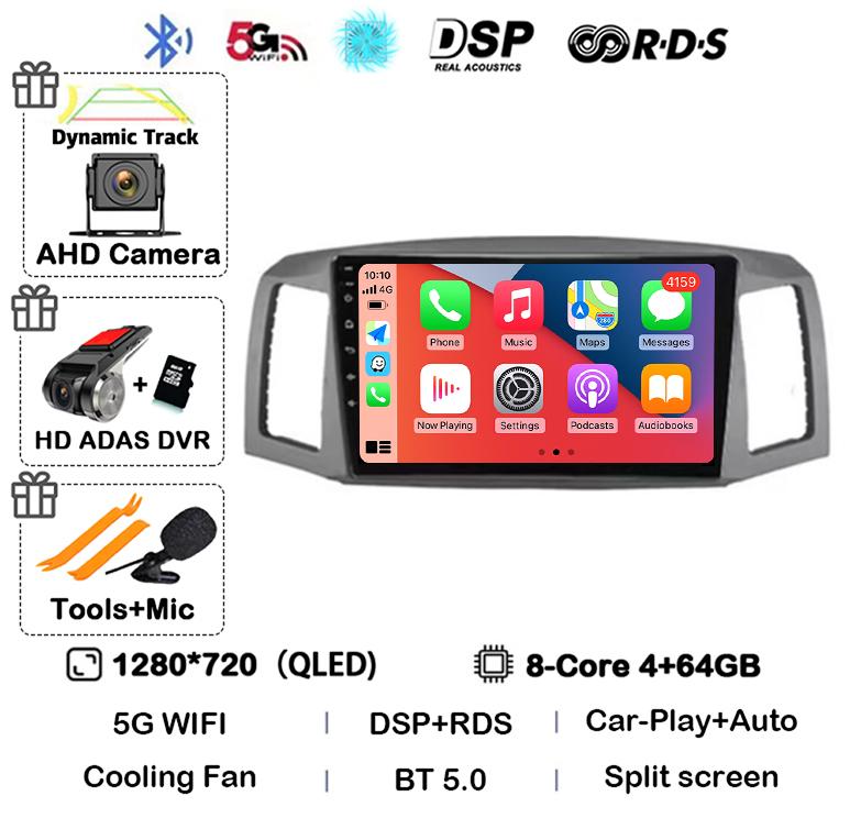 Android 14 Carplay Auto WIFI+4G For JEEP Grand Cherokee 2004 2005 2006 2007 Car Radio Multimedia Video Player GPS Stereo Audio