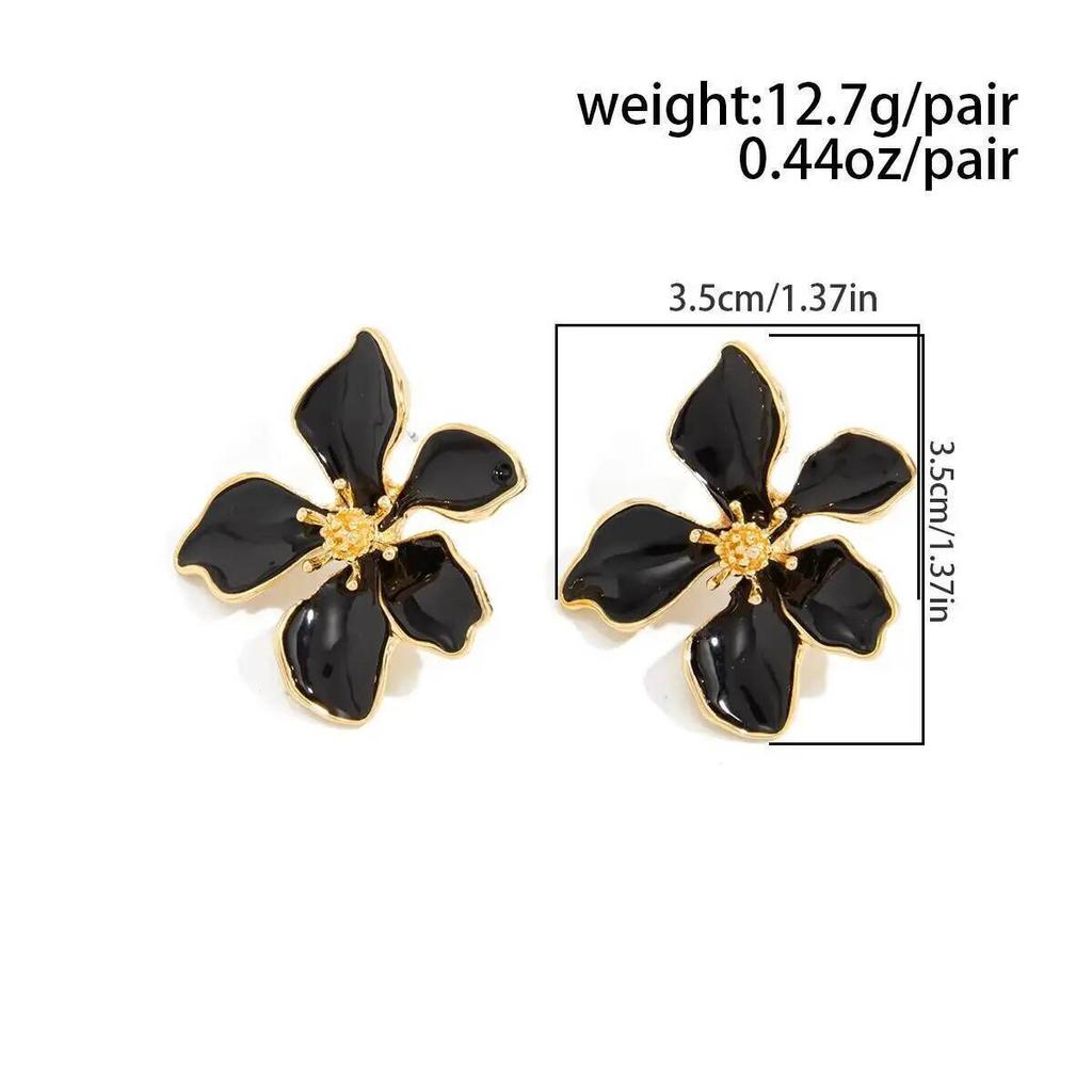 SHIXIN Trendy Sweet Cute Drip Oil Flower Stud Earrings Women Exquisite Flower Piercing Earring Couple Wedding Party Jewelry Gift