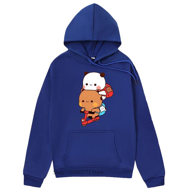 

Толстовка с принтом «Панда и Брауни», пара велосипедных медведей, толстовка с принтом Bubu and Dudu, кавайный милый женский топ, зимняя одежда с длинными рукавами 3XL