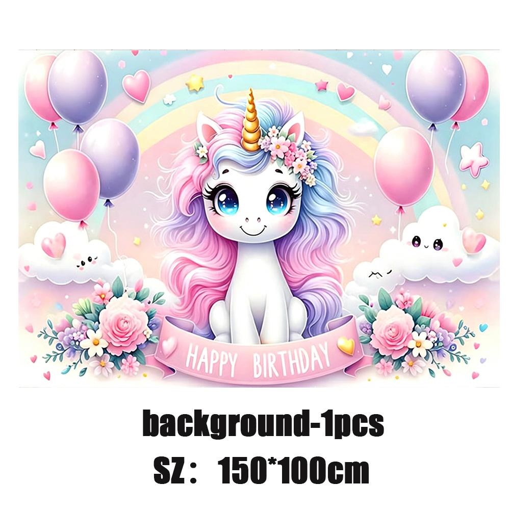 Cartoon Rainbow Unicorn Birthday Decoration Balloon Unicorn Plate Tablecloth Cake Decoration Party Supplies Birthday Gift
