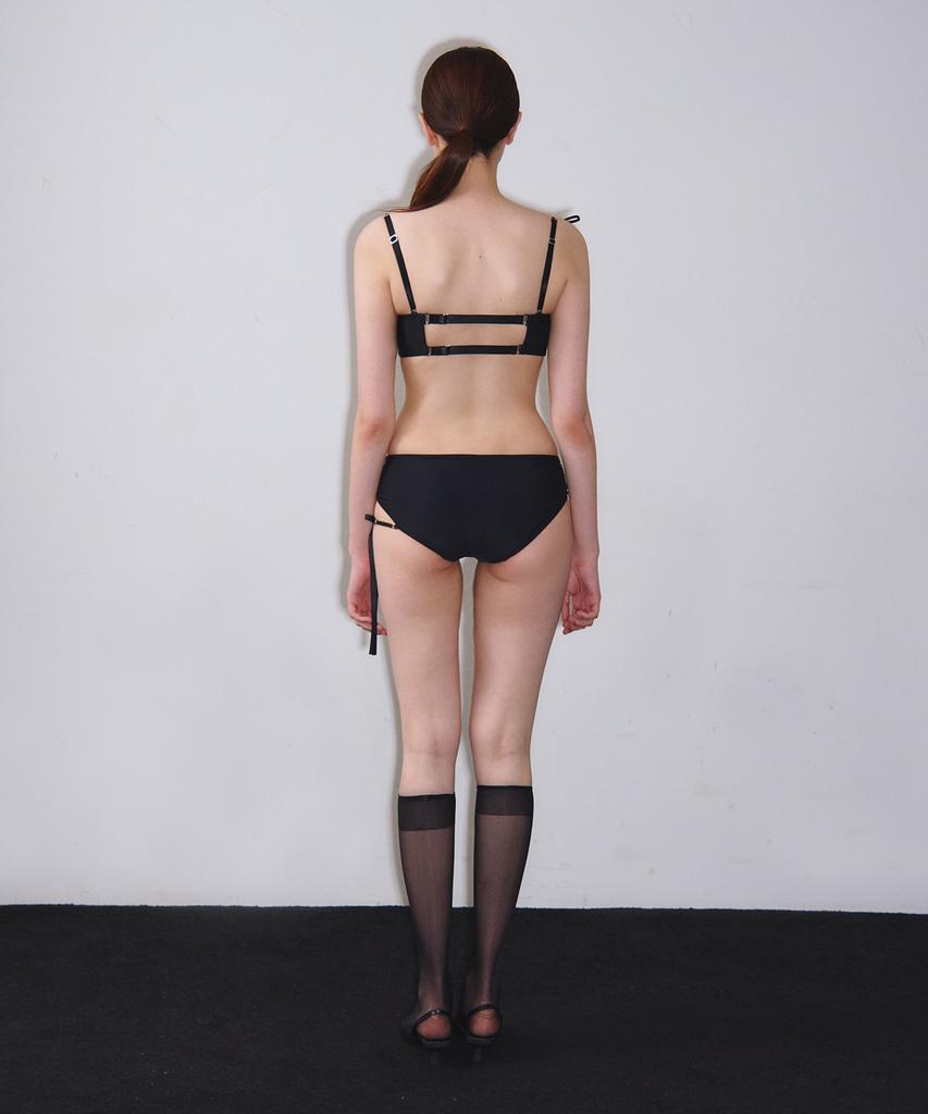 VINAJ N Chain Ribbon Half-Cup Bikini Bra (Black)