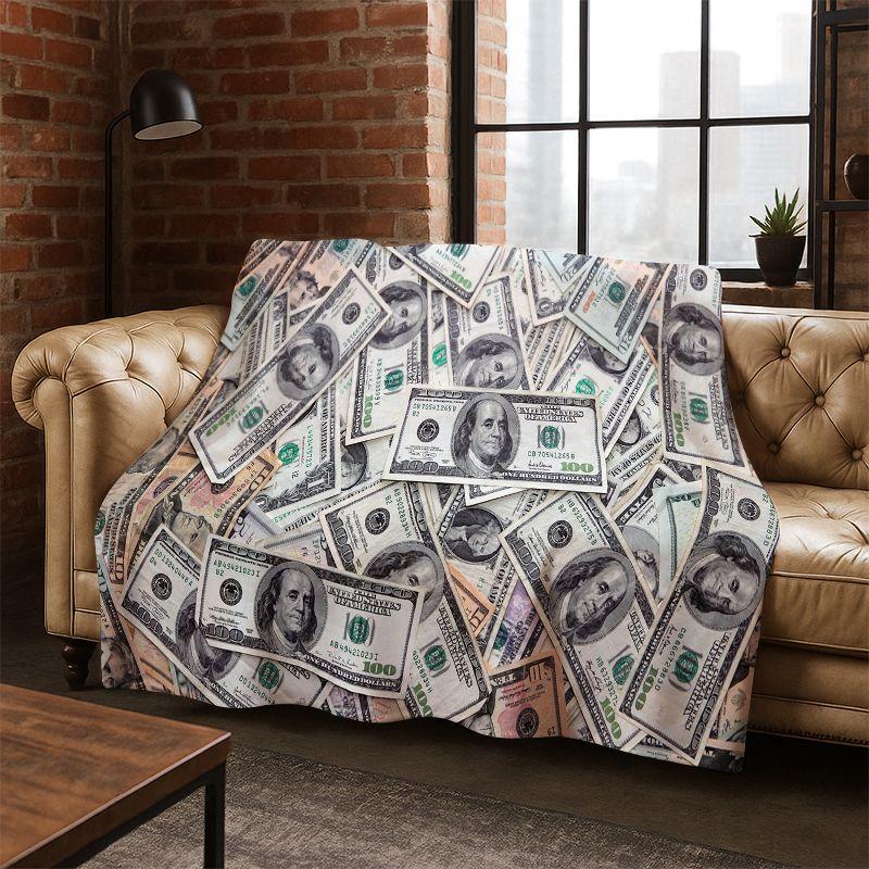 Cartoon Dollar Euro Money Rich Flannel Blanket Soft Warm Throw Blanket for Bedroom Living Room Bed Travel Camping Picnic Gift