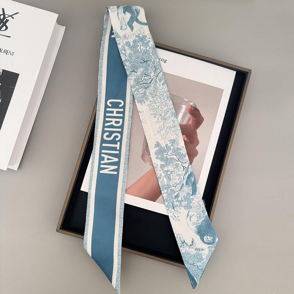 D Family New Lemur High-End Twill Scarf: Imitation Silk Ribbon for Hair, Bags, and Accessories.