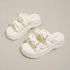 Thick-soled 4cm slippers for women's outer wear 2025 summer new bow-tie muffin heightening sandals versatile beach sandals