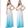 Halloween Costume Women Gradient Blue White Greek Goddess Dress Egyptian Inspired Cosplay Gown