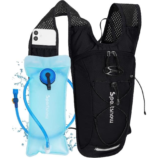 Sportsnew Hydration Backpack With 2L Water Bladder, 6L Lightweight Water Backpack For Hiking, Running And Cycling, Hydro Pack For Men Women чёрный