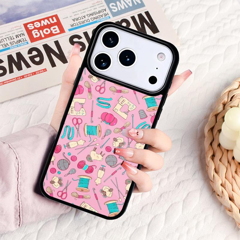 Sewing Machine Pattern Phone Case For IPhone 17 16e 15 14 13 12 11 Pro Max Air Mini Soft Protective Cover
