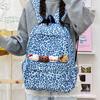 Schoolbag Leopard print canvas schoolbag Women's backpack High value niche American leisure travel backpack Large capacity Lightweight versatile