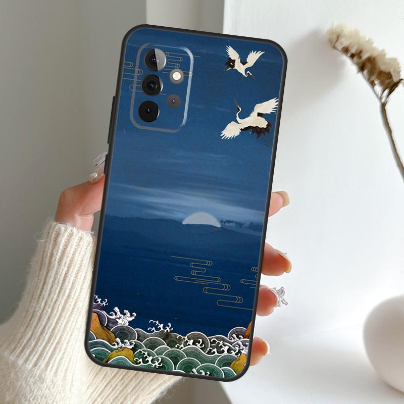 Art Crane Waves Case For Samsung Galaxy A13 A33 A53 A06 A17 A56 A36 A26 A16 A15 A35 A55 A34 A54 A52 A12 A32